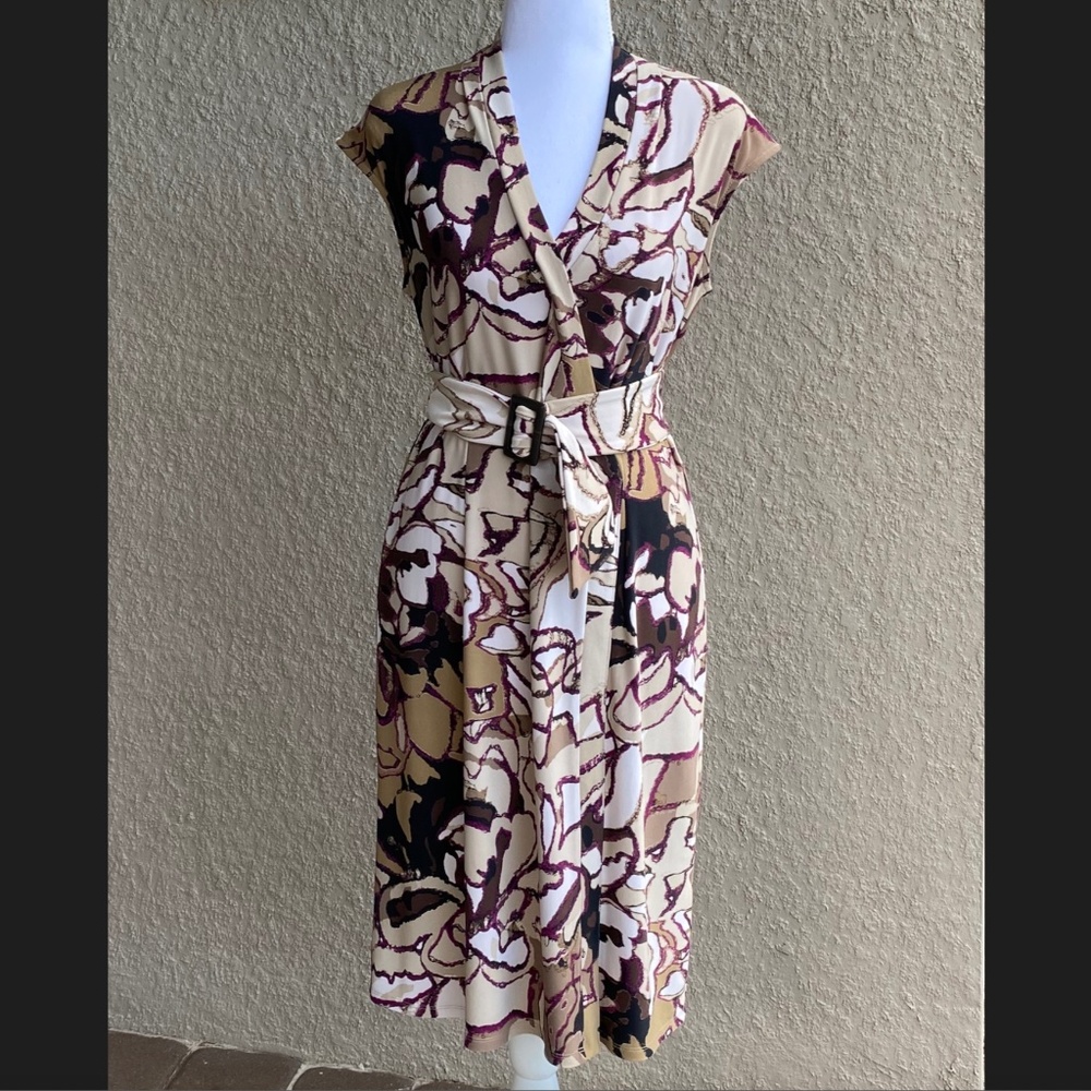 Dana Buchman Faux Wrap Belted Dress Sz S